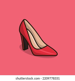 Rote Frauenschuhe mit hohen Absätzen, Vektorsymbol. Beauty und Mode, High Heel, Schuhe, Schönheit, Mode, Schuhdesign, Events, Fest, High Heel.