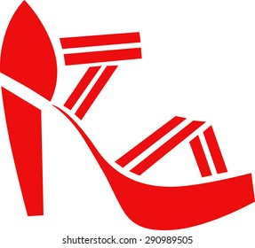 Red women's sandals with straps.