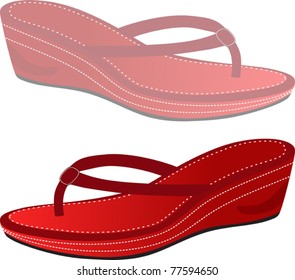 Red women's shoe. vector illustration