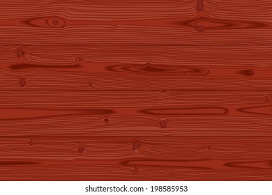 Red wood background, realistic vector illustration.