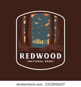 Red Wood National Park Emblem Patch Logo Illustrations.