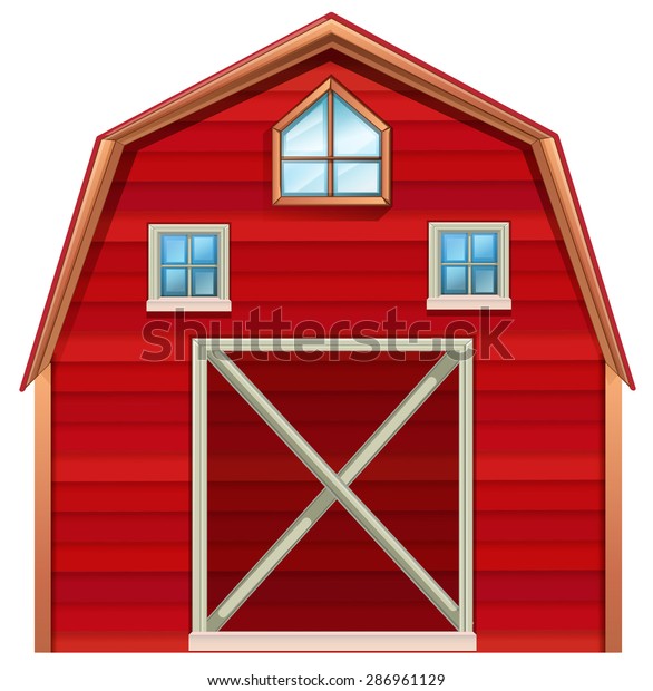 Red Wooden Barn On White Background Stock Vector (Royalty Free) 286961129