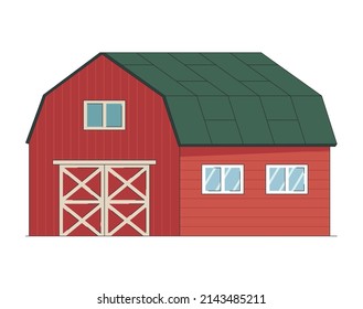 Red wooden big barn isolated on the farm