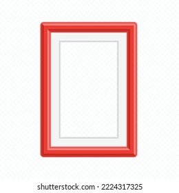 Red wooden frame in realistic style.  Picture frame colorful for your web design.  Abstract colorful picture frames on background. 