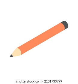 Red wooden pencil with graphite diagonally placed isometric vector illustration. Office school business art draft drawing ink supply isolated. Stationery for writing on paper sheet