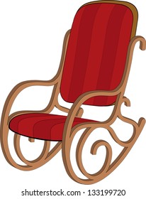 Red Wooden Rocking Chair