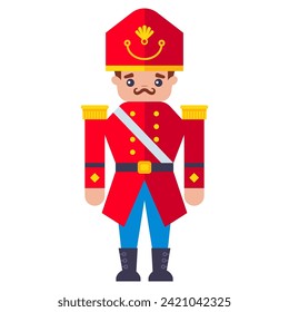 red wooden soldier. flat vector illustration.
