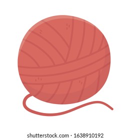 red wool ball for knitting on white background vector illustration