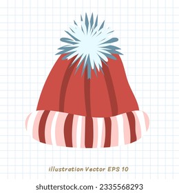 Red wool hat on christmas, Flat Modern design ,Vector illustration EPS 10