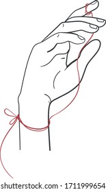 
Red Wool Thread, Asian Symbol, Vector Line Art