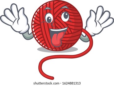 Red wool yarn Cartoon character style with a crazy face