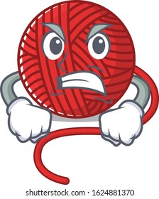 Red wool yarn cartoon character design having angry face