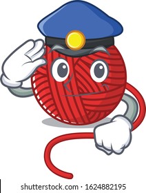 Red wool yarn Cartoon mascot performed as a Police officer