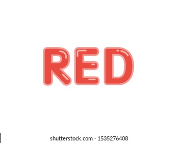 Red word with glossy shiny varnish effect and flares vector title isolated on white background for design 