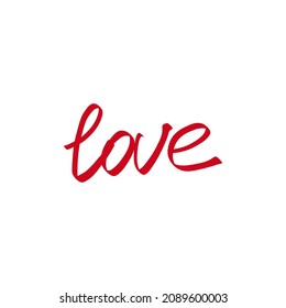 red word love Graffiti Text Art Isolated Vector Illustration on white background . Graffiti Art. Hand drawn slogan graphic print for t-shirt design as vector. Calligraphy script handwritten