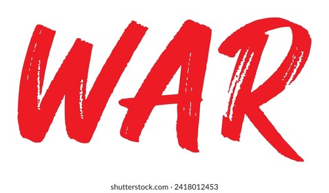 Red word WAR sign in vinage style isolated. Concept peace