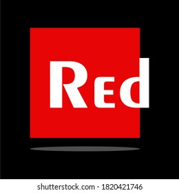 RED, Wörterdesign, Quadrat, Siebdruck, weißer Text, schwarz einzeln, T-Shirt.
