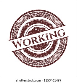 Red Working distress rubber stamp with grunge texture