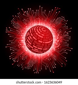 red world cyber circuit future technology concept background