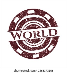 Red World distressed grunge stamp