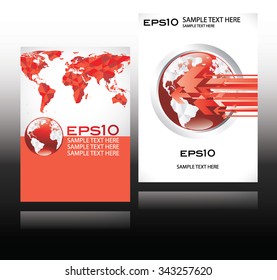 red world globe business design magazine cover with planet earth map
