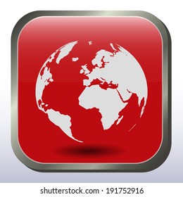 Red world map sticker. info graphic vector template.