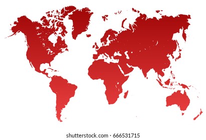 Red World Map - stock vector