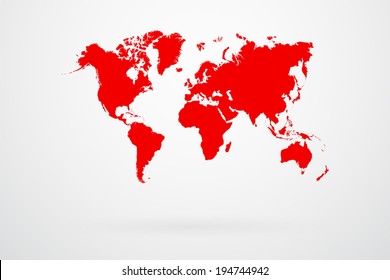 Red World Map Vector