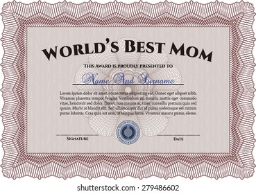 Red Worlds Best Mom Award Template Stock Vector (Royalty Free ...