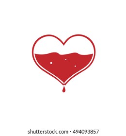 red wounded heart bleeds a drop