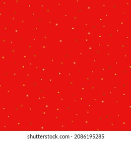 Papel de envoltura rojo sin fisuras con copos de nieve dorados. concepto navidad y año nuevo. ilustración vectorial plana