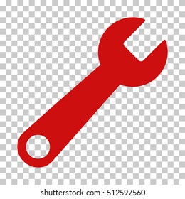 Red Wrench toolbar icon. Vector pictograph style is a flat symbol on chess transparent background.