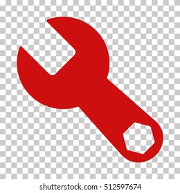 Red Wrench toolbar pictogram. Vector pictograph style is a flat symbol on chess transparent background.