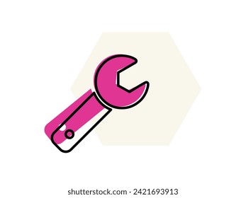 Red wrench toolbar vector icon illustration 