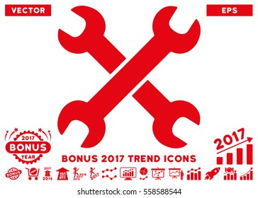 Red Wrenches icon with bonus 2017 trend elements. Vector illustration style is flat iconic symbols, white background.