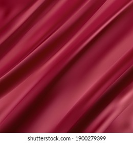 Red wrinkled fabric. Textile background