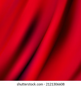 Red wrinkled fabric. Textile sample. Beauty and fashion. Abstract background.