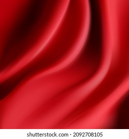 Red wrinkled fabric. Texture sample. Textile.