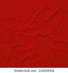 Red wrinkled paper texture, abstract vector background