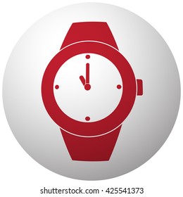 Red Wrist Watch icon on white ball
