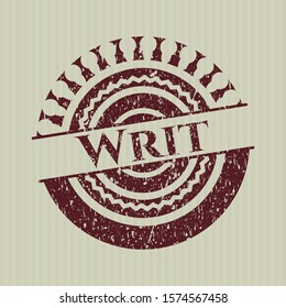 Red Writ rubber stamp with grunge texture
