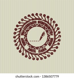 Red writer icon inside grunge stamp