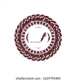 Red writer icon inside rubber grunge texture stamp