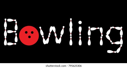 Red writing bowling logo