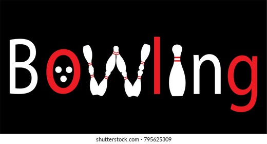 Red writing bowling logo