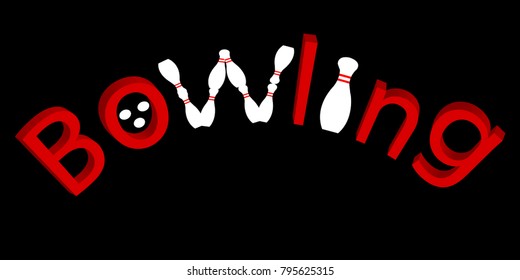 Red writing bowling logo