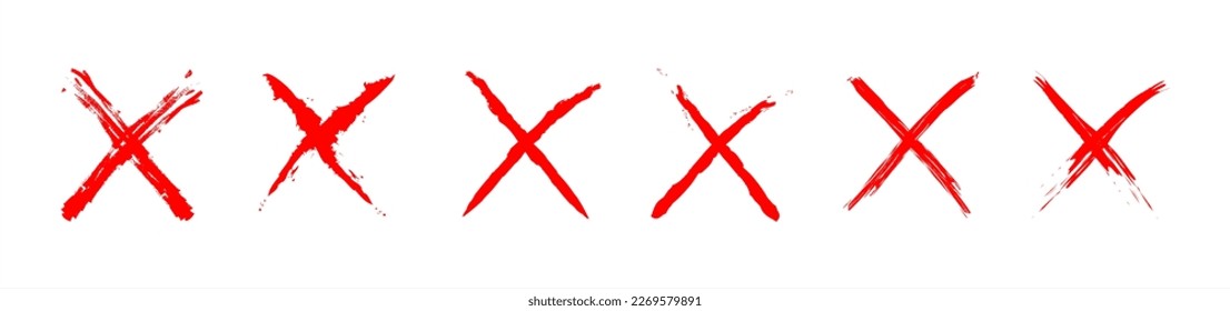 Red wrong mark illustration. Red cross x vector icon set. No wrong symbol. Delete, vote sign.
