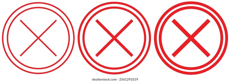 Red wrong mark symbol icon isolated vector. 