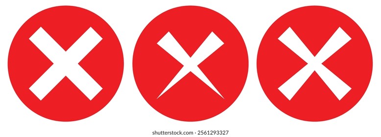 Red wrong mark symbol icon isolated vector. 