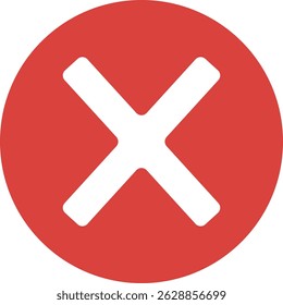 Botão vermelho X cancelar com cantos arredondados
